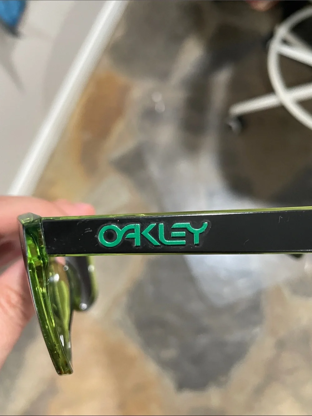 Oakley Frogskins Black Sunglasses with Neon Green Accents